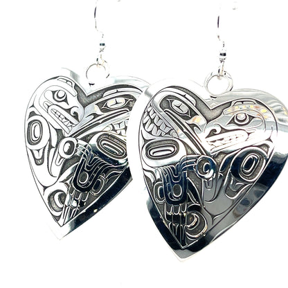 Earrings - Sterling Silver - Heart - Bear Raven - Large