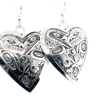 Earrings - Sterling Silver - Heart - Bear Raven - Large