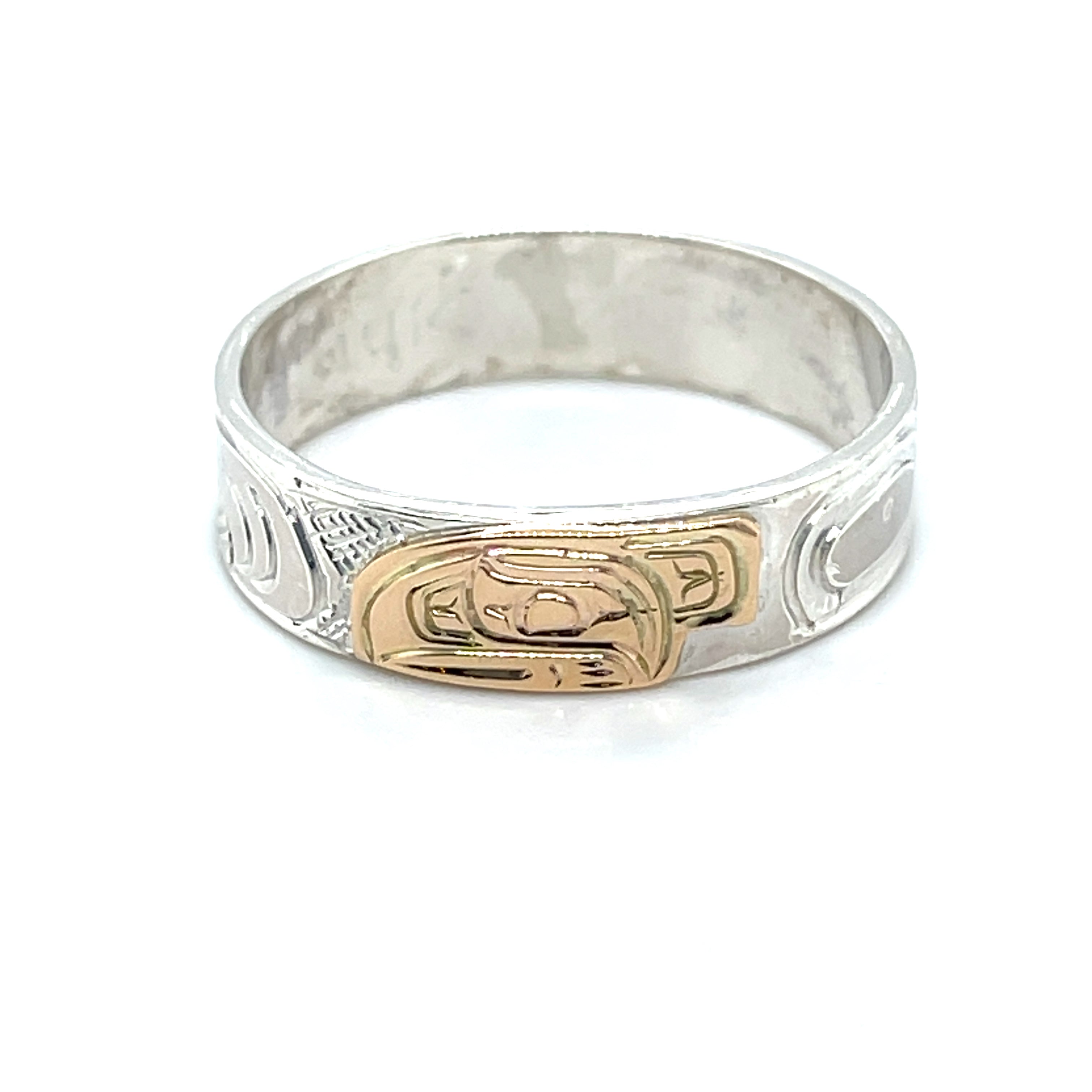 Ring - Gold and Silver - 1/4&quot; - Raven - Size 12.5