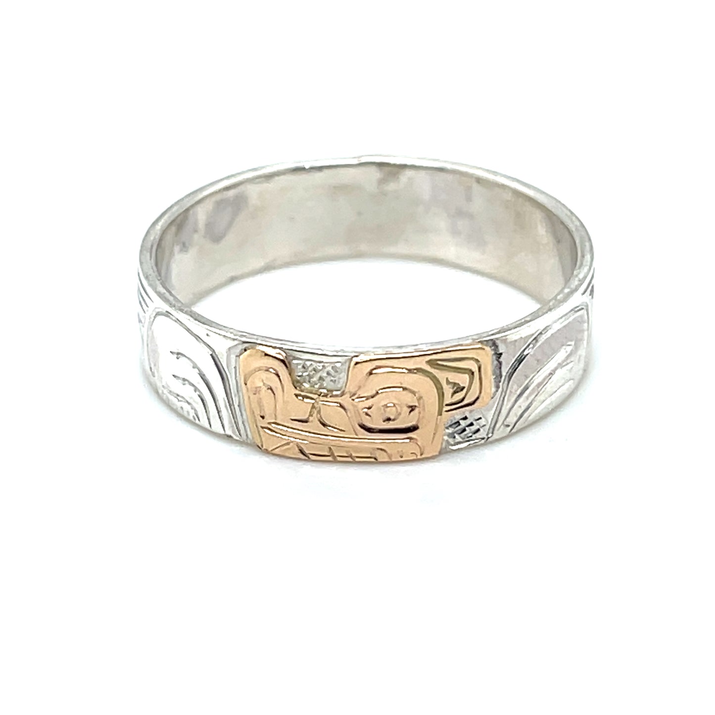 Ring - Gold and Silver - 1/4" - Wolf - Size 12