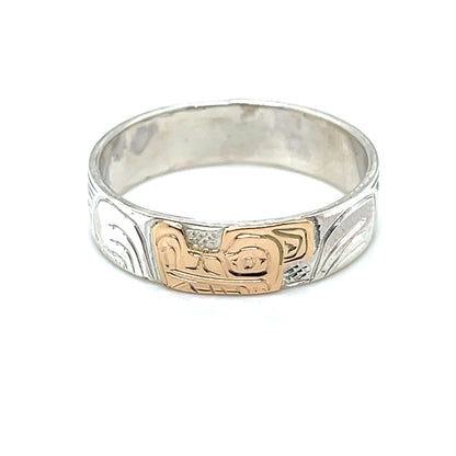 Ring - Gold and Silver - 1/4" - Wolf - Size 12
