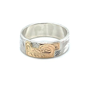 Ring - Gold and Silver - 1/4" - Wolf - Size 6