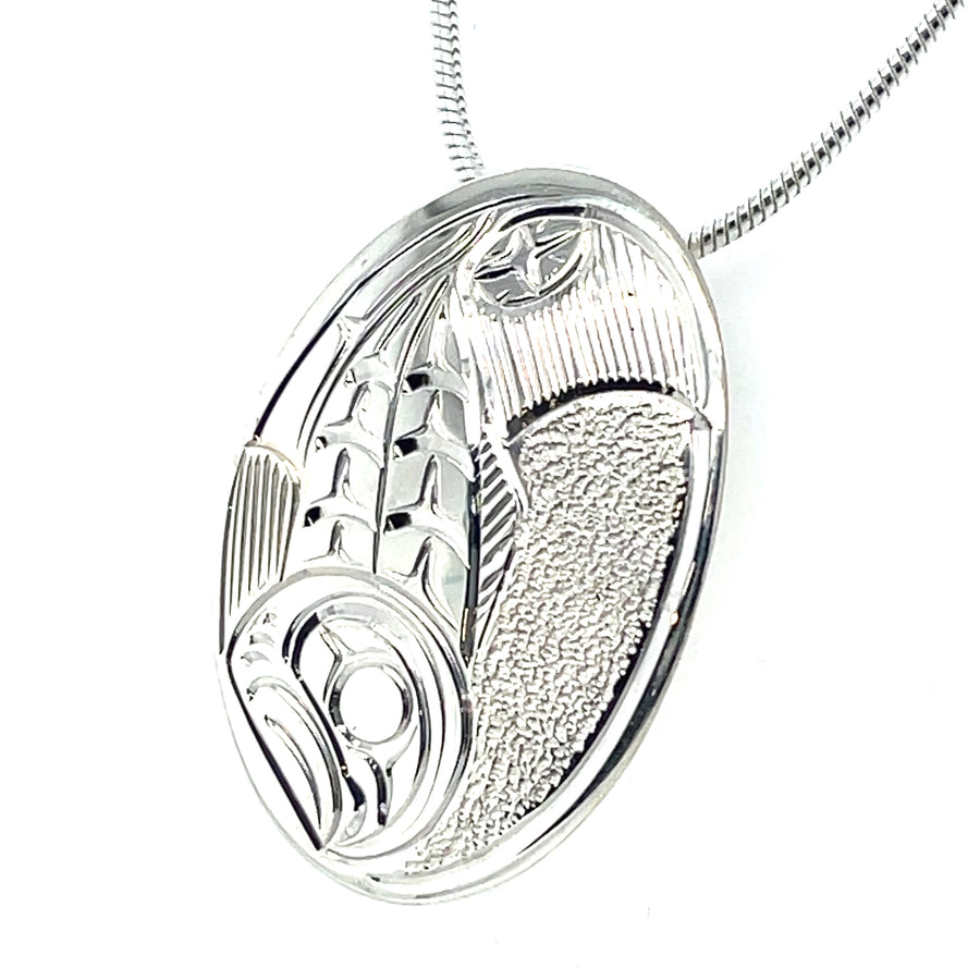 Pendant - Sterling Silver - Oval - Salmon
