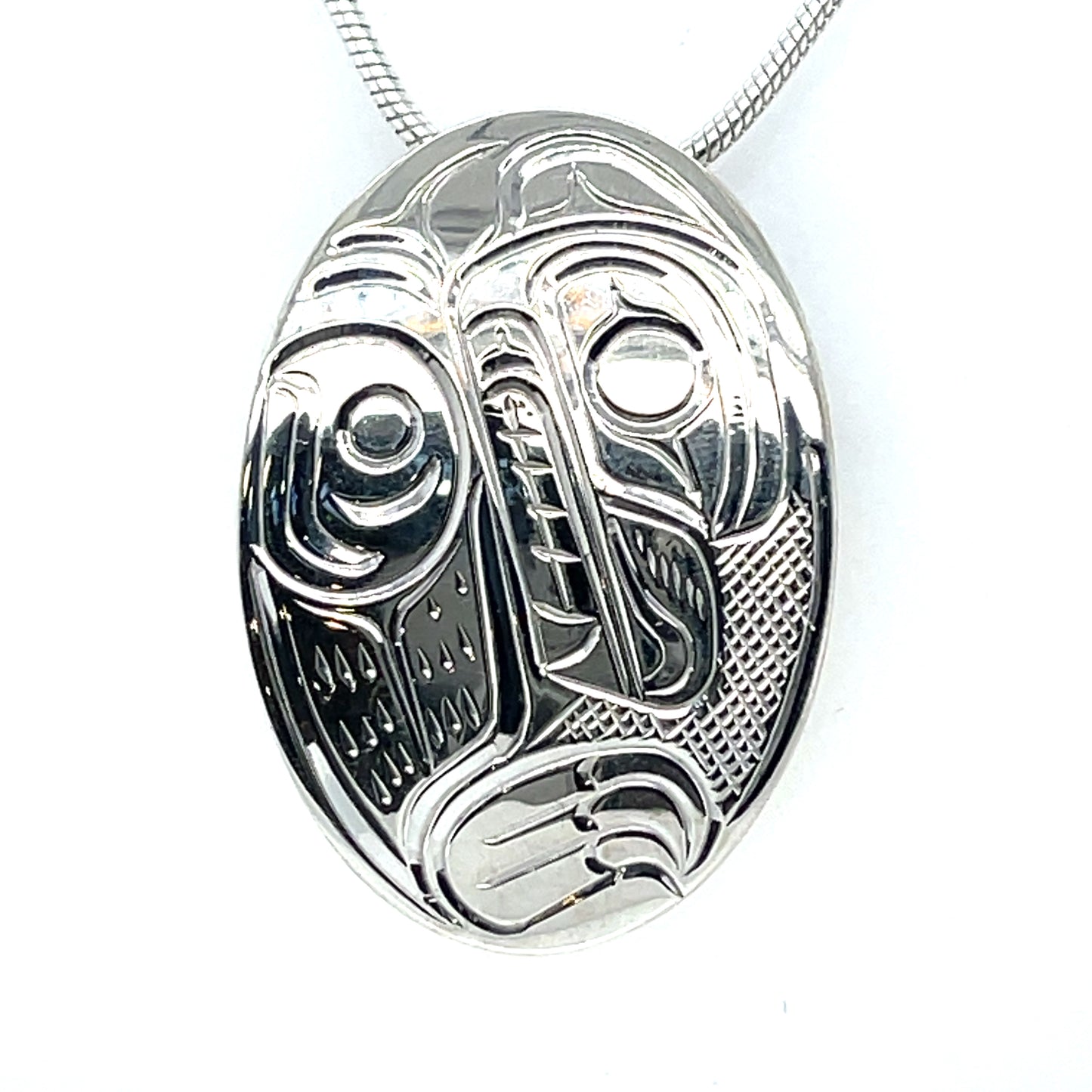 Pendant - Sterling Silver - Oval - Bear