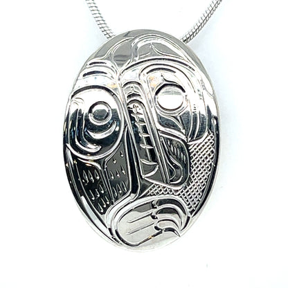 Pendant - Sterling Silver - Oval - Bear