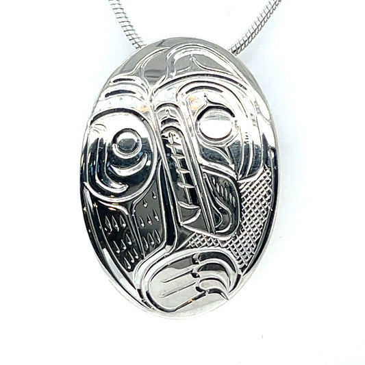 Pendant - Sterling Silver - Oval - Bear