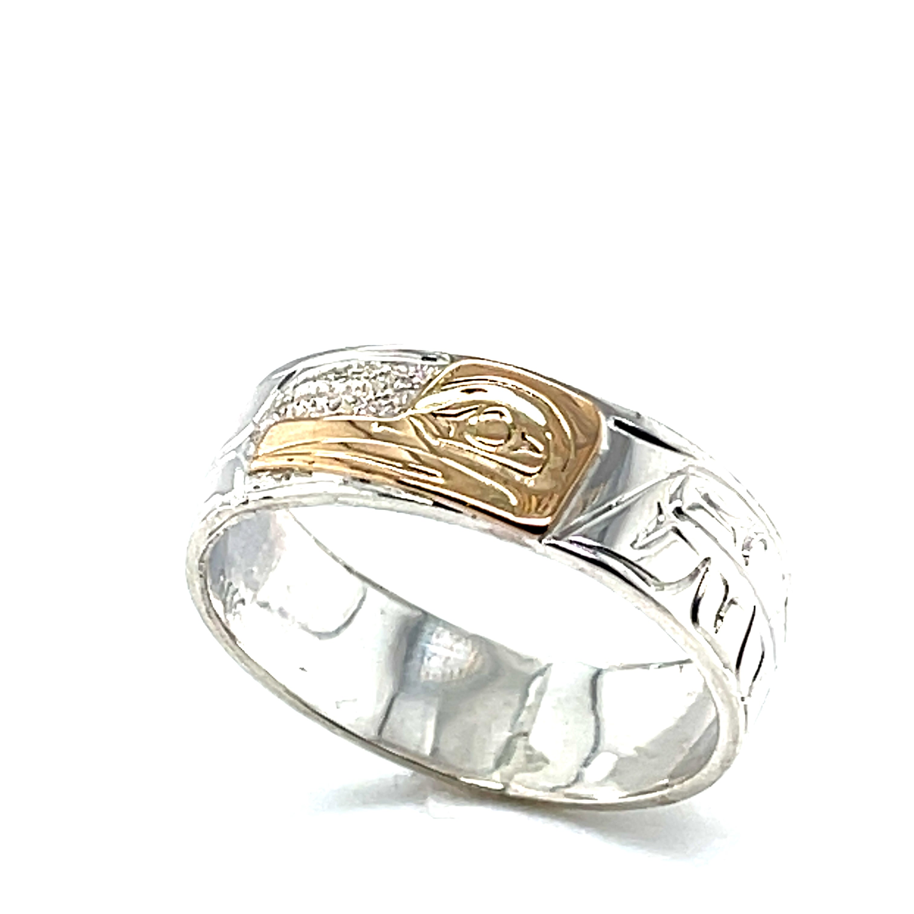 Ring - Gold and Silver - 1/4&quot; - Hummingbird - Size 10