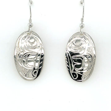 Earrings - Sterling Silver - Oval - Butterfly