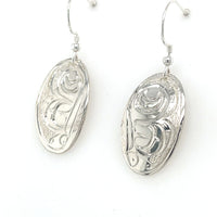 Earrings - Sterling Silver - Oval - Butterfly