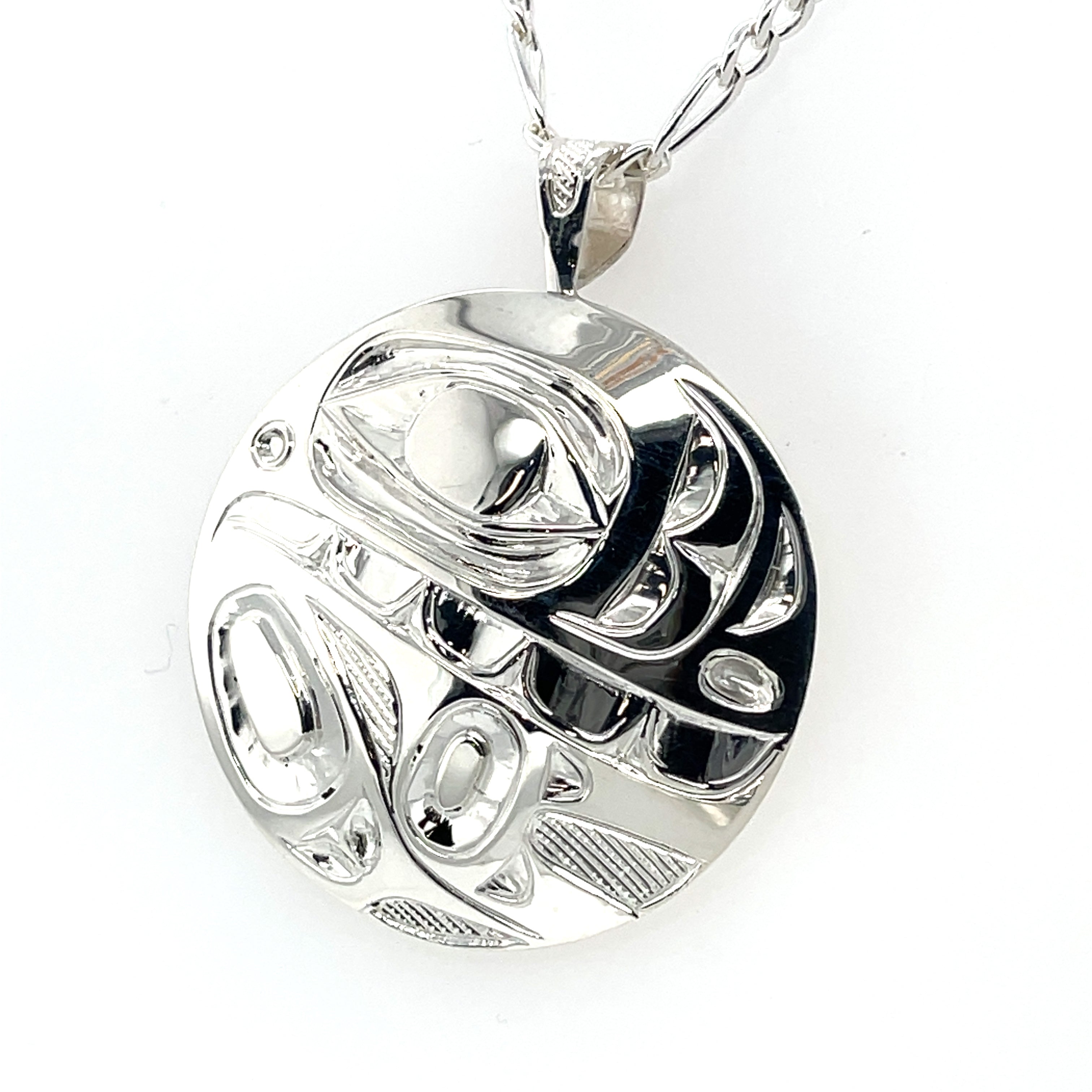 Pendant - Sterling Silver - Round - Orca - 1 3/8&quot; Diameter