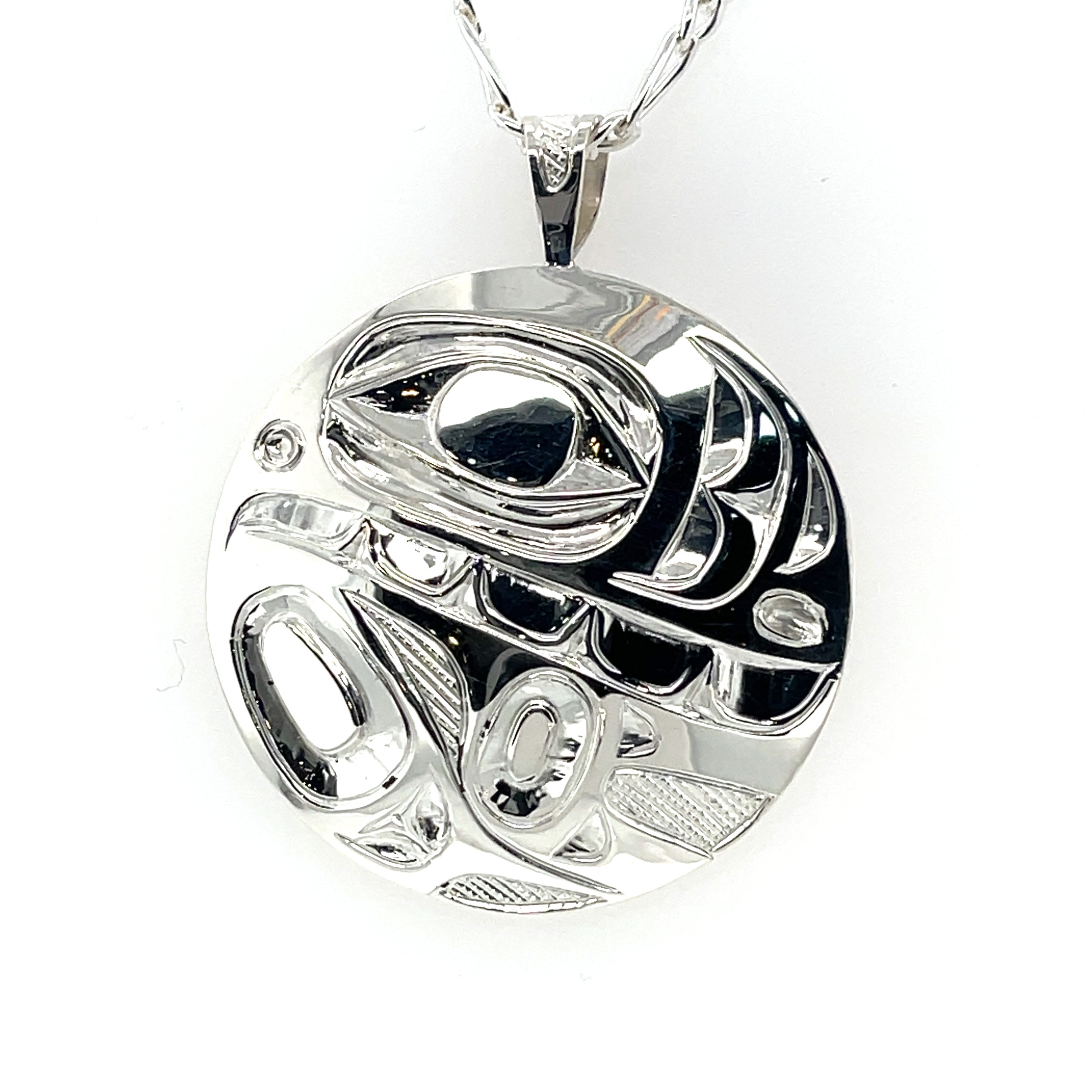 Pendant - Sterling Silver - Round - Orca - 1 3/8&quot; Diameter