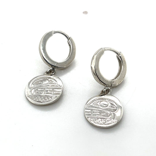 Earrings - Sterling Silver - Cast - Sleeper - Small - Round - Orca