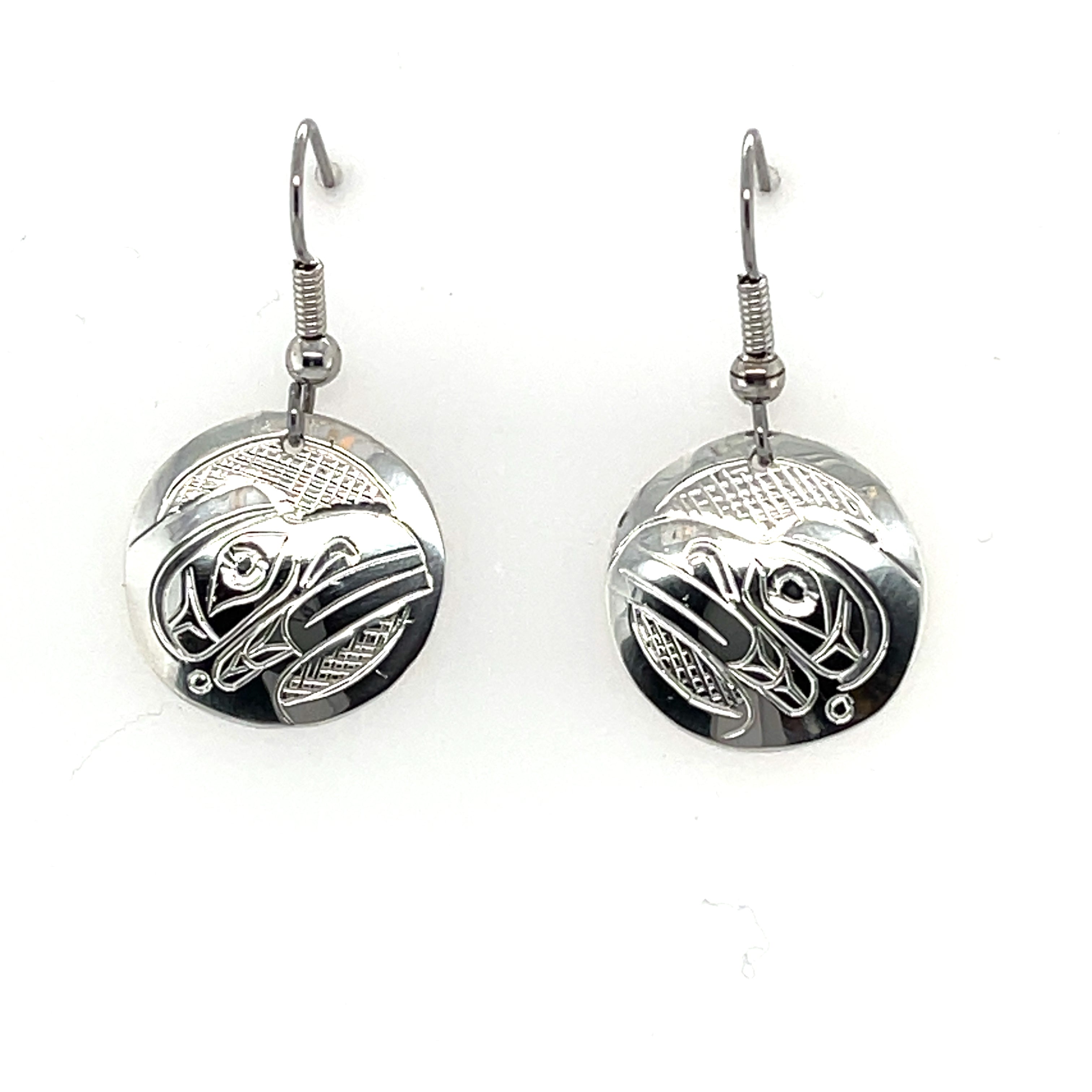 Earrings - Sterling Silver - Round - Raven