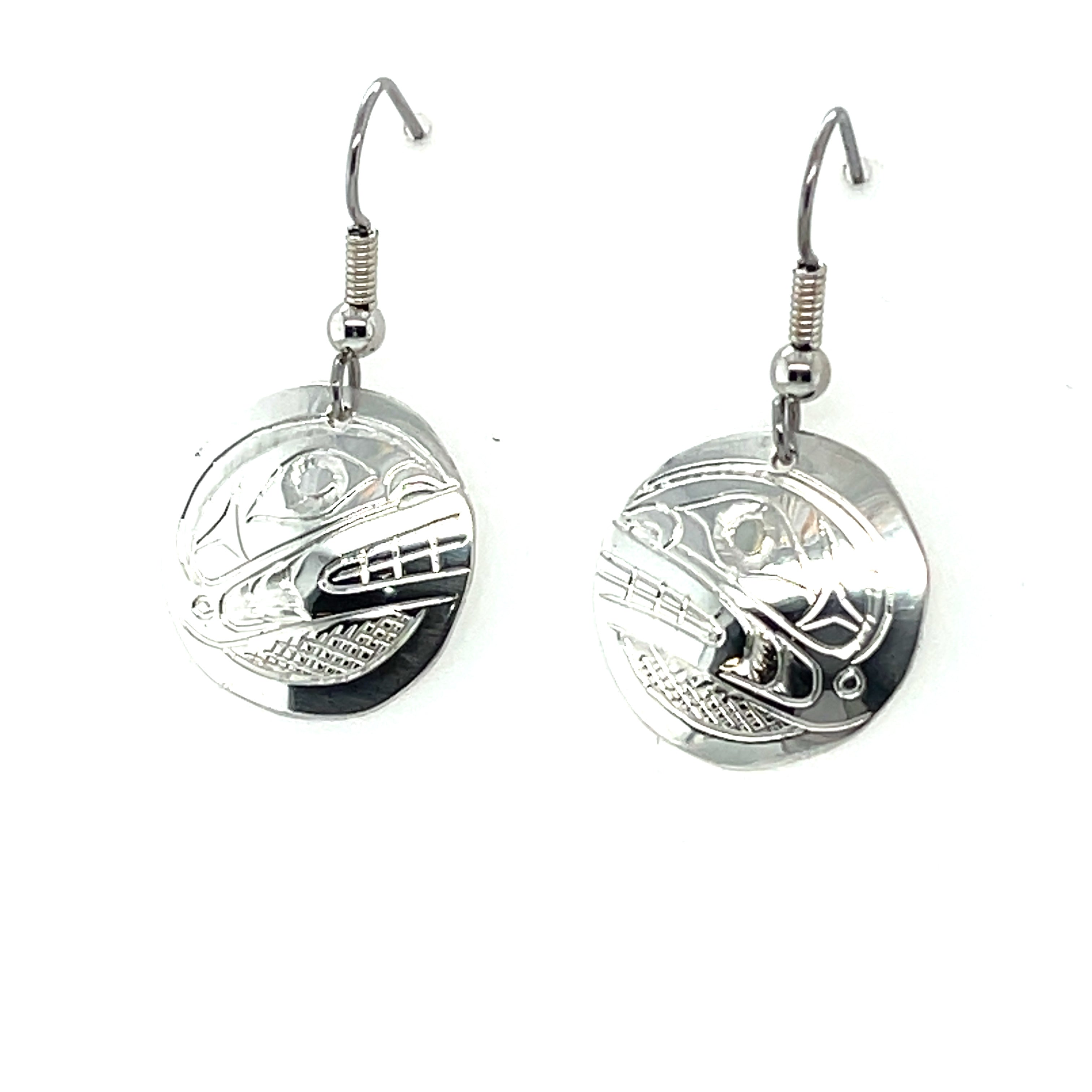 Earrings - Sterling Silver - Round - Orca