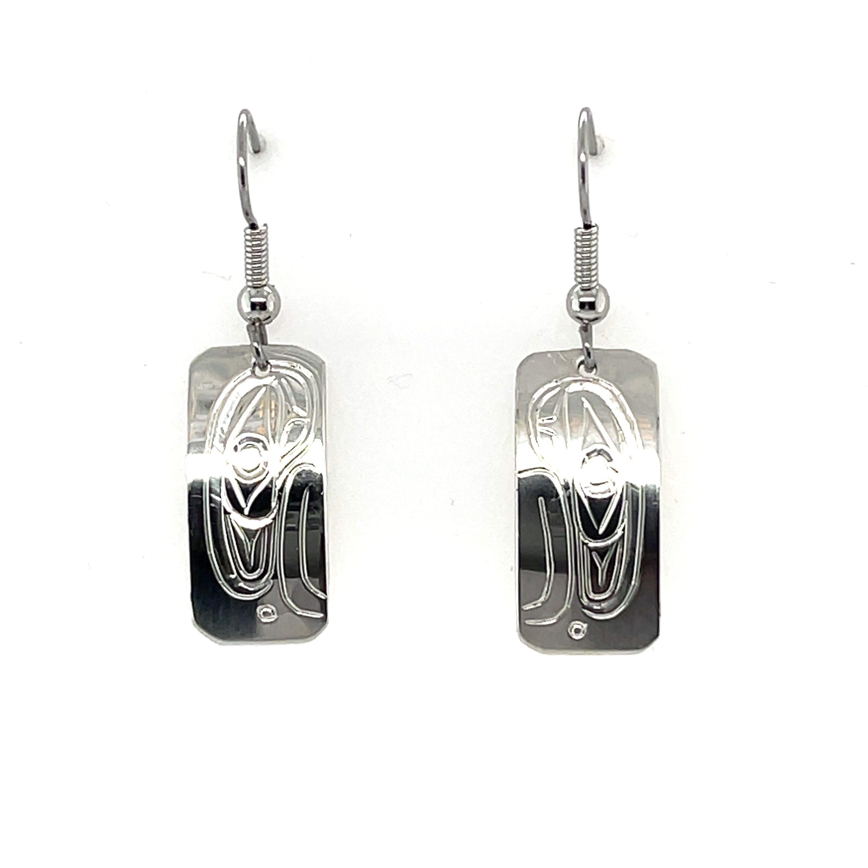 Earrings - Sterling Silver - Rectangle - Eagle