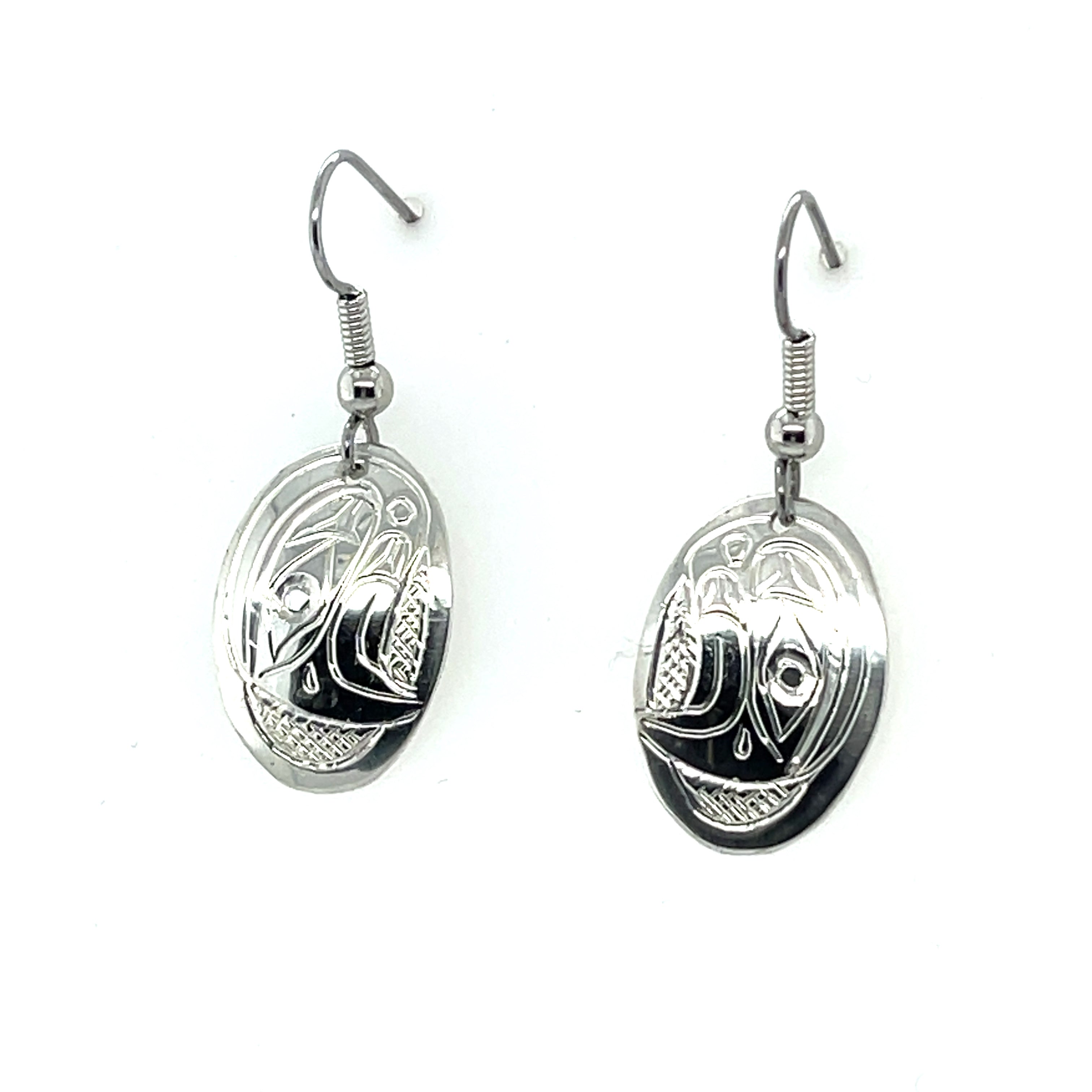Earrings - Sterling Silver - Oval - Eagle