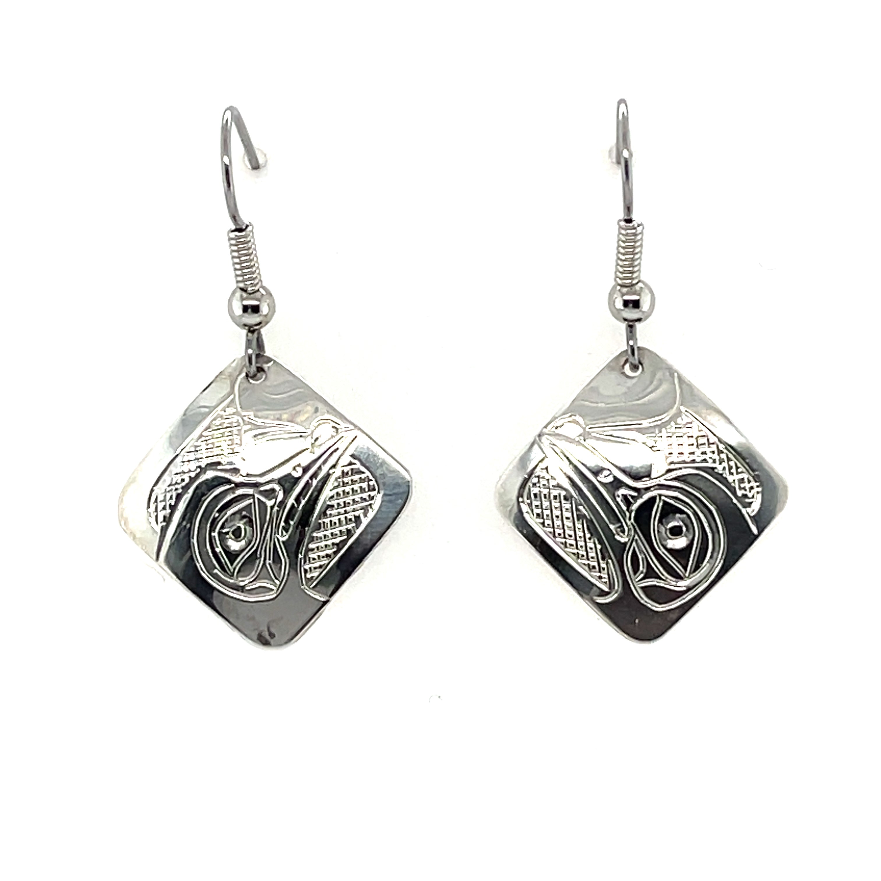 Earrings - Sterling Silver - Diamond - Hummingbird