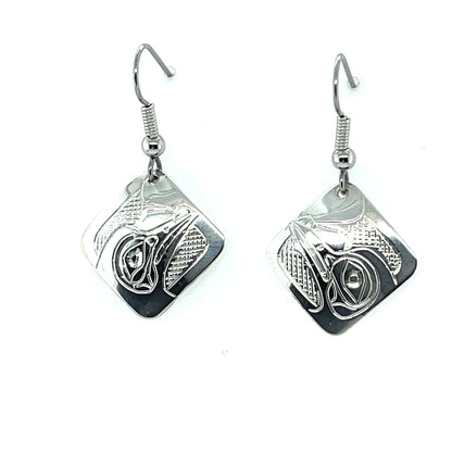 Earrings - Sterling Silver - Diamond - Hummingbird