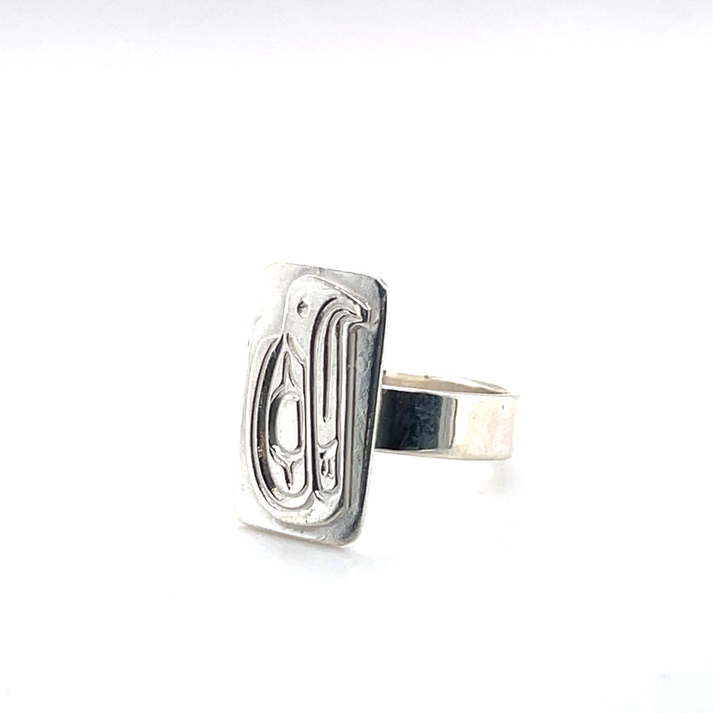 Ring - Sterling Silver - Cast - Rectangle - Eagle - Size 9