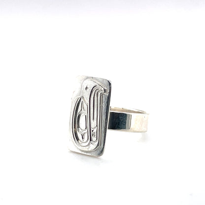 Ring - Sterling Silver - Cast - Rectangle - Eagle - Size 9