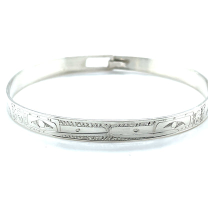Bangle - Sterling Silver - 1/4" - Hummingbirds