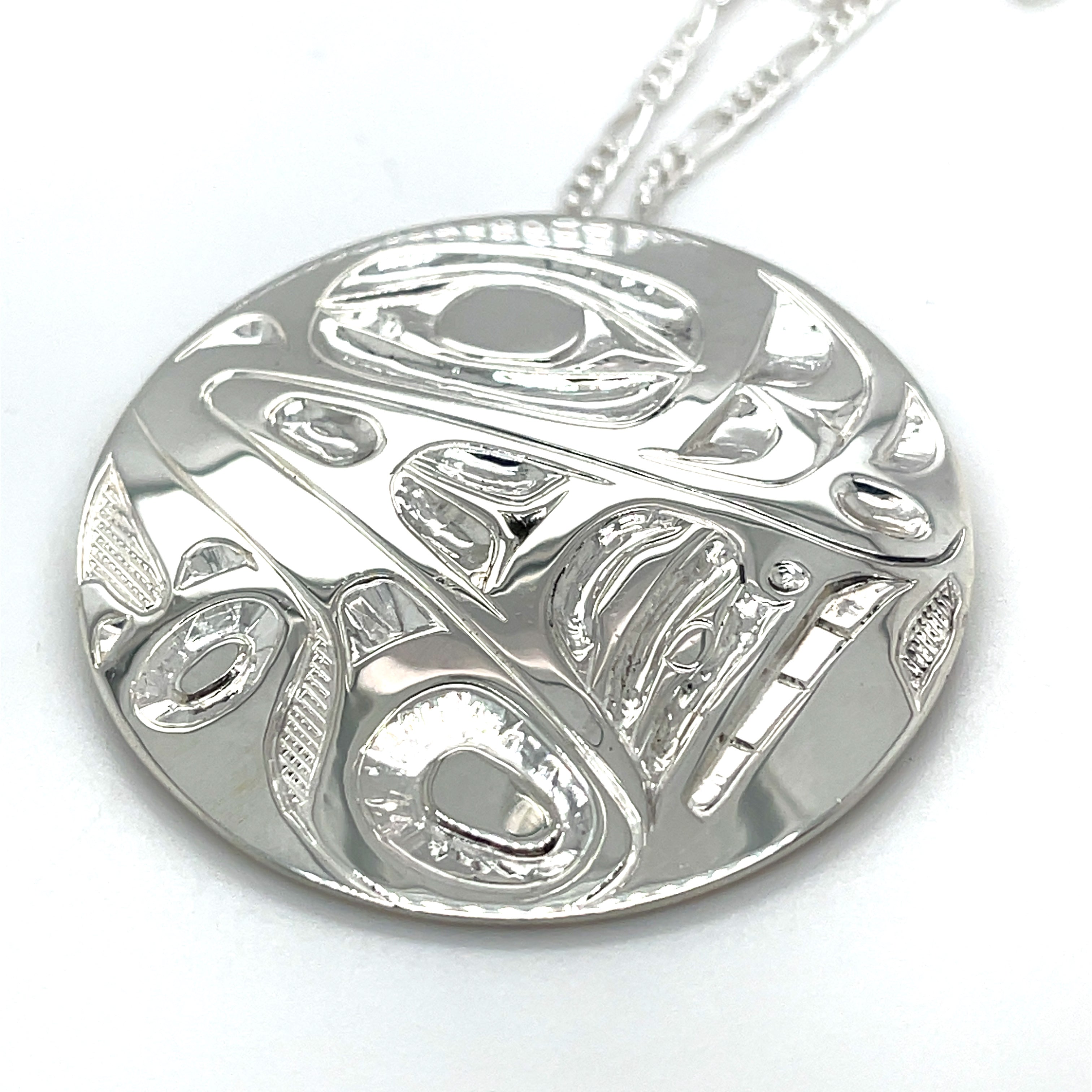 Pendant - Sterling Silver - Round - Orca - 1 5/8&quot; Diameter