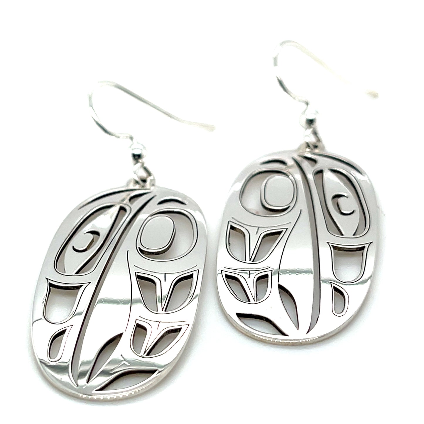 Earrings - Sterling Silver - Drop - Oval - Raven - XLarge - 44mm