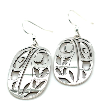 Earrings - Sterling Silver - Drop - Oval - Raven - XLarge - 44mm