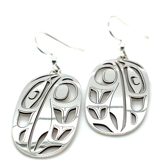 Earrings - Sterling Silver - Drop - Oval - Raven - XLarge - 44mm