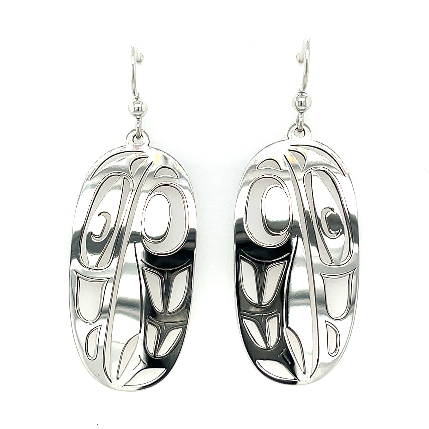 Earrings - Sterling Silver - Drop - Oval - Raven - XLarge - 44mm
