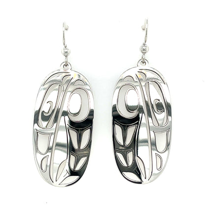 Earrings - Sterling Silver - Drop - Oval - Raven - XLarge - 44mm