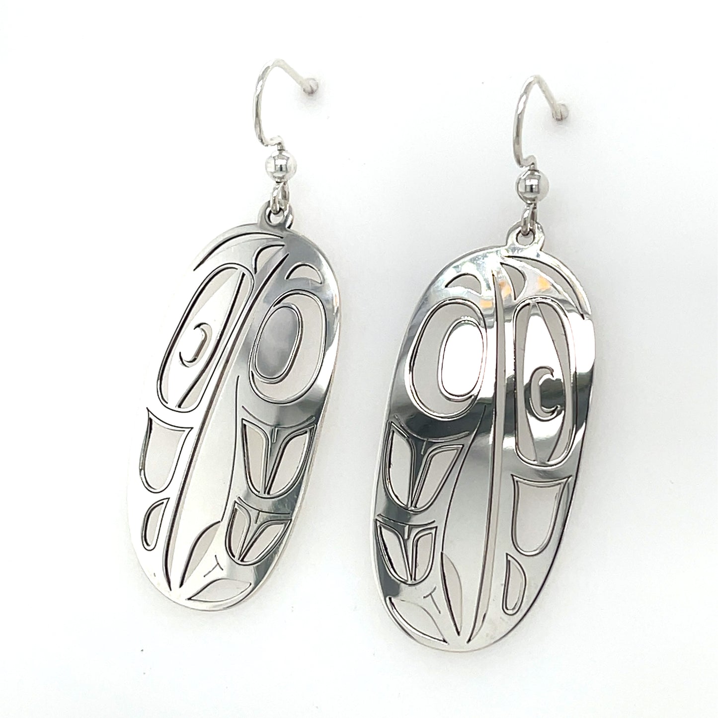Earrings - Sterling Silver - Drop - Oval - Raven - XLarge - 44mm