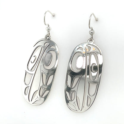 Earrings - Sterling Silver - Drop - Oval - Raven - XLarge - 44mm
