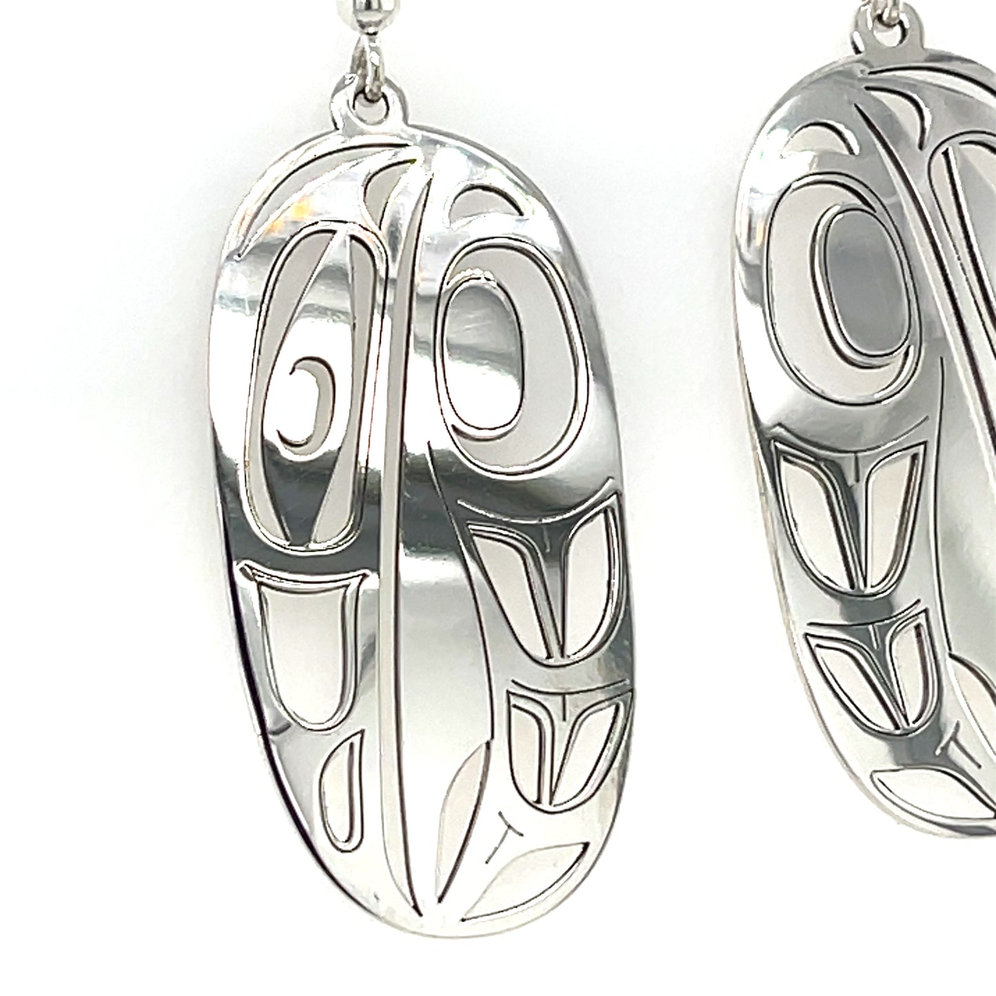 Earrings - Sterling Silver - Drop - Oval - Raven - XLarge - 44mm