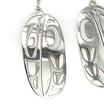 Earrings - Sterling Silver - Drop - Oval - Raven - XLarge - 44mm