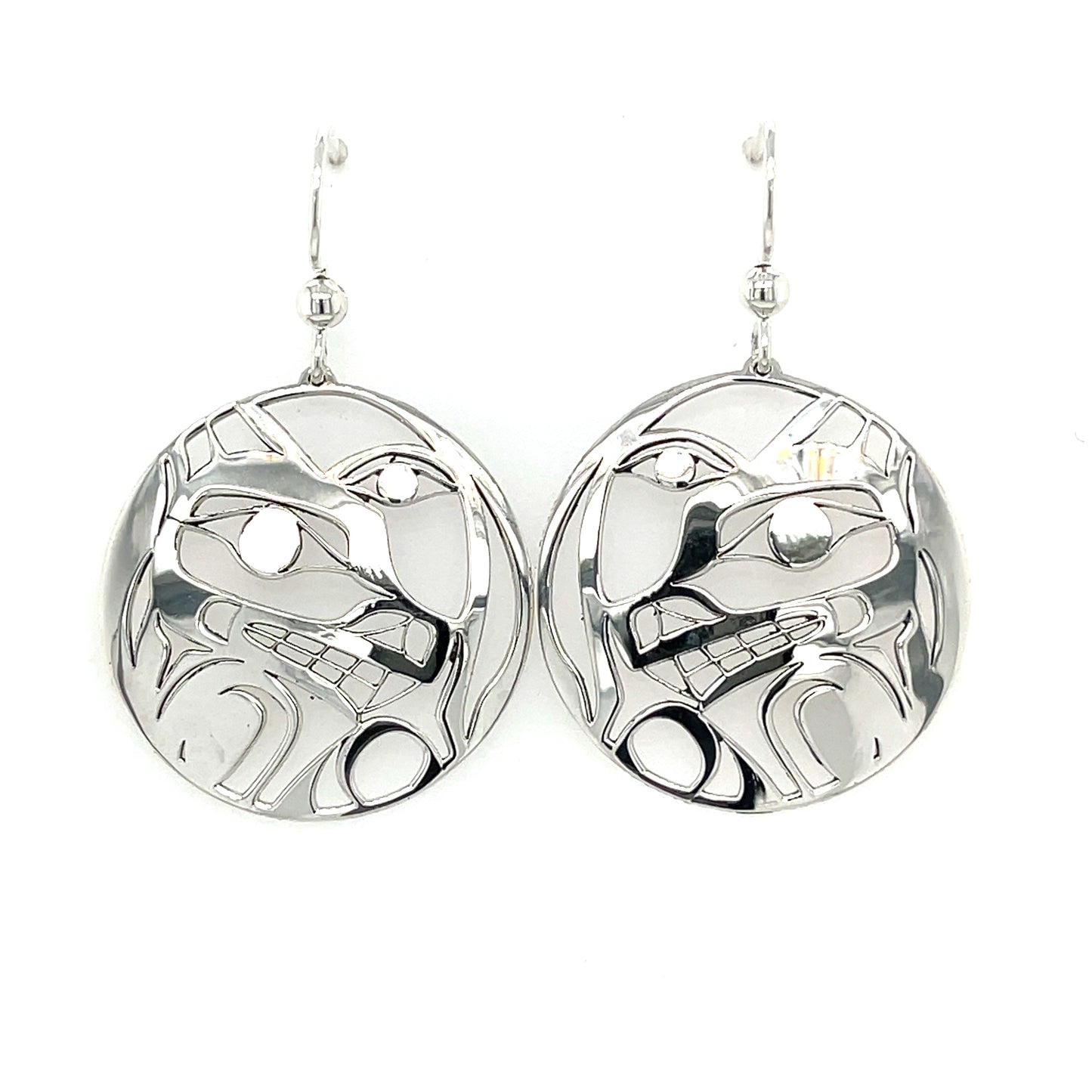 Earrings - Sterling Silver - Round - Wolf Moon