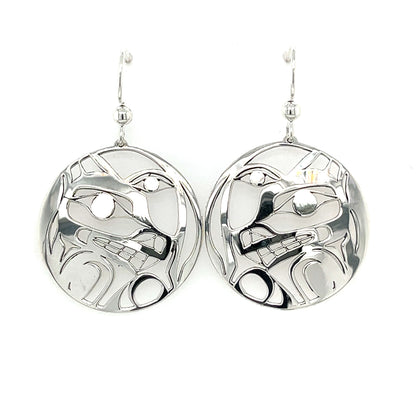 Earrings - Sterling Silver - Round - Wolf Moon