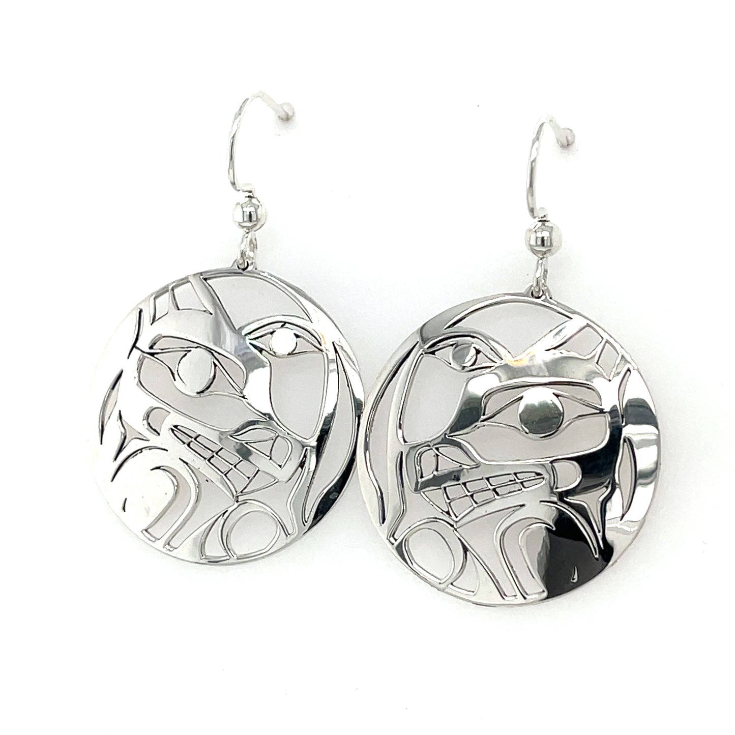 Earrings - Sterling Silver - Round - Wolf Moon