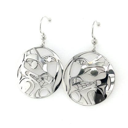 Earrings - Sterling Silver - Round - Wolf Moon