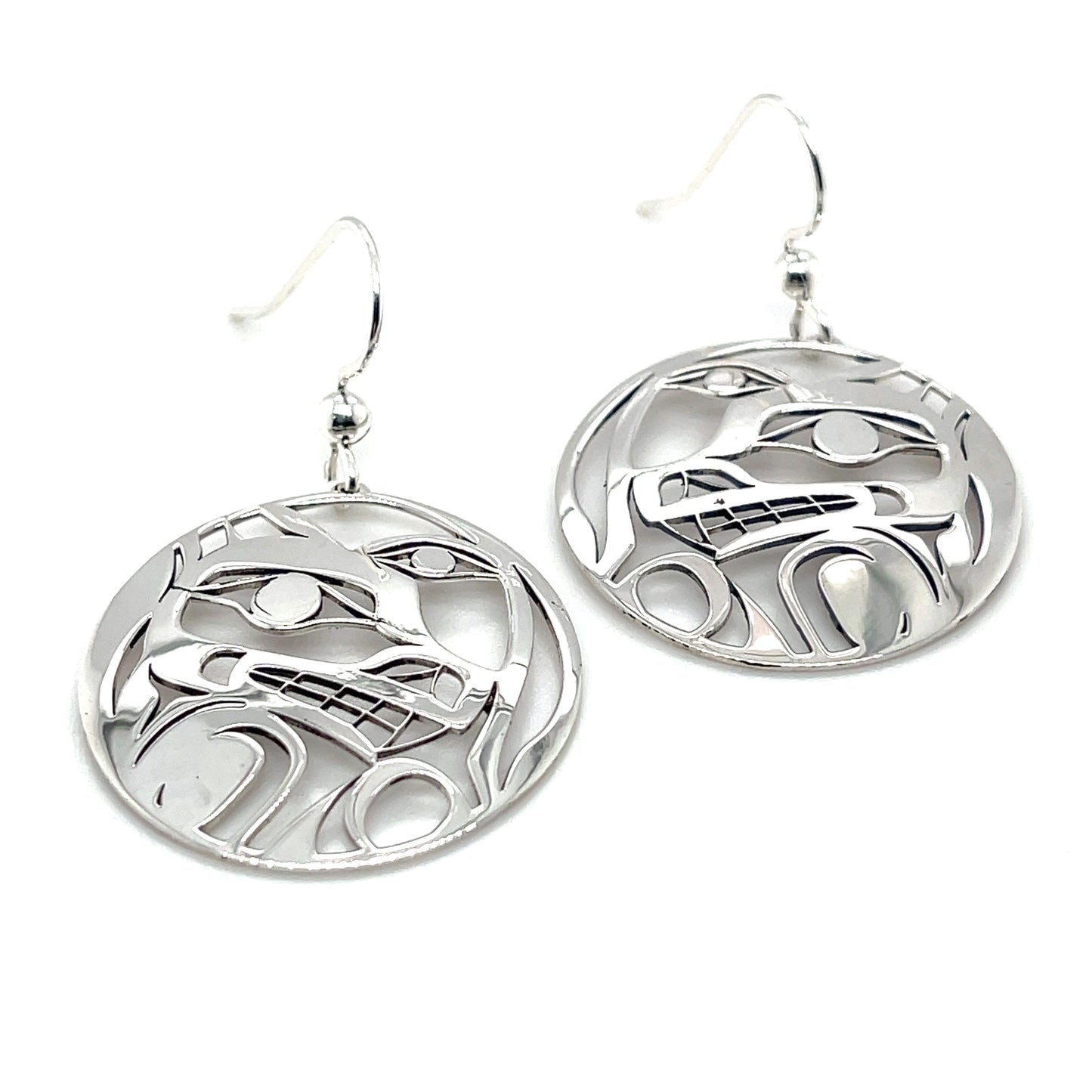 Earrings - Sterling Silver - Round - Wolf Moon