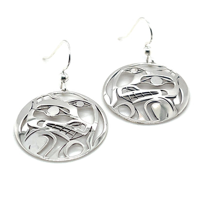 Earrings - Sterling Silver - Round - Wolf Moon