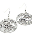 Earrings - Sterling Silver - Round - Wolf Moon