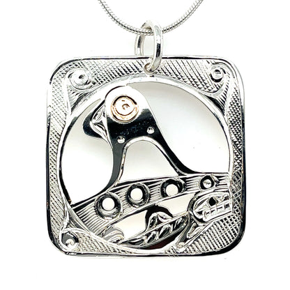 Pendant - Gold & Silver - Square - Orca