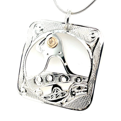Pendant - Gold & Silver - Square - Orca