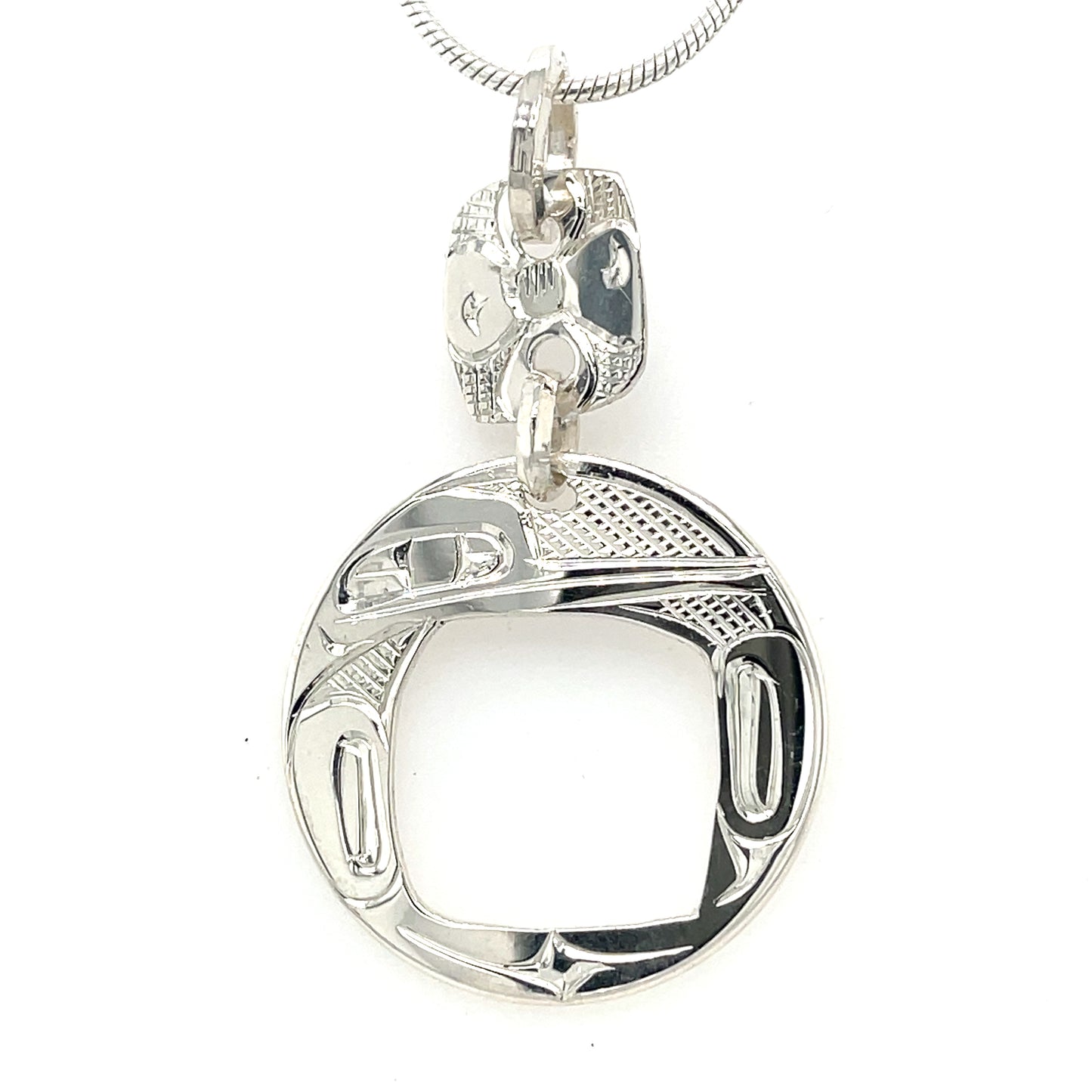 Pendant - Sterling Silver - Round - Hummingbird - Double Drop