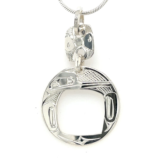 Pendant - Sterling Silver - Round - Hummingbird - Double Drop