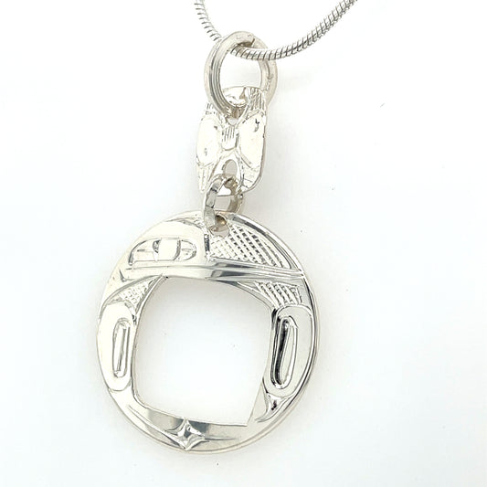 Pendant - Sterling Silver - Round - Hummingbird - Double Drop