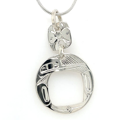 Pendant - Sterling Silver - Round - Hummingbird - Double Drop