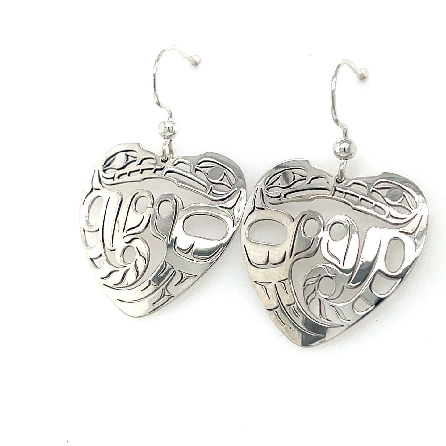 Earrings - Sterling Silver - Heart - Wolf Eagle