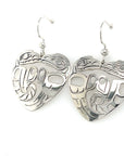 Earrings - Sterling Silver - Heart - Wolf Eagle